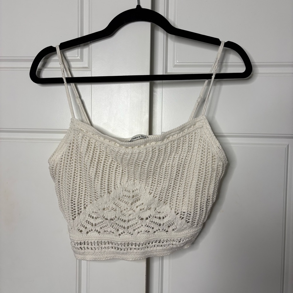 Abercrombie & Fitch A&F Crochet Style Macrame Tank top cream M boho - Picture 5 of 10